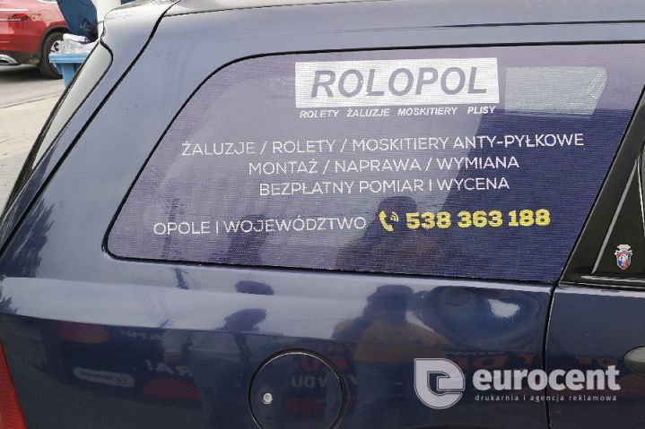 Samochód Rolopol żaluzje oklejony folią w Eurocent Opole