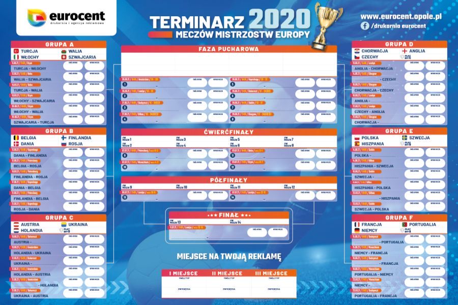 Terminarz Euro 2021 z możliwością uzupełniania wyników
