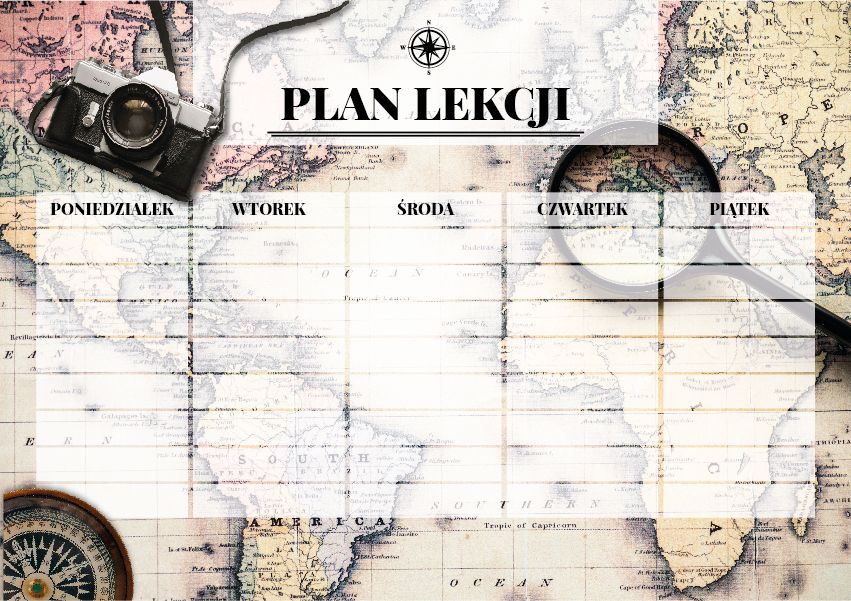 Podróżniczy plan lekcji z mapą świata