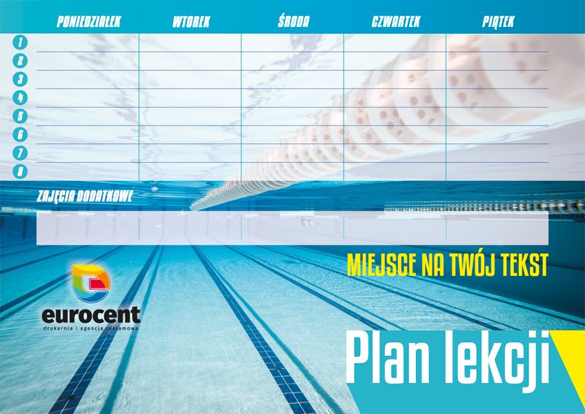 Pływacki plan lekcji z logo szkoły pływania
