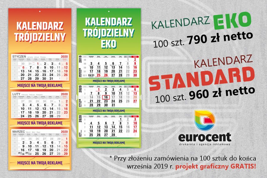 Firmowe kalendarze trójdzielne od Eurocent Opole